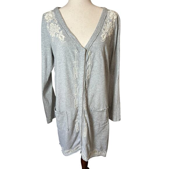 Sundance Cotton Floral Embroidered Nightgown Sleep Dress L Pockets Boho Cowgirl - Picture 1 of 13